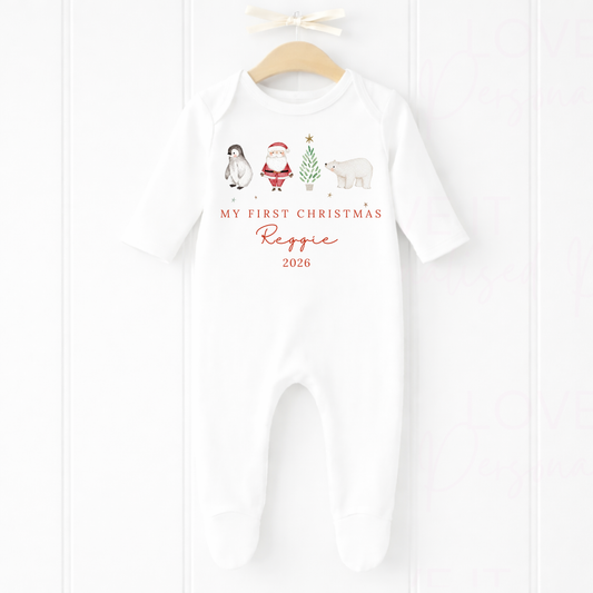 Personalised First Christmas Bib/Bodysuit/Sleepsuit