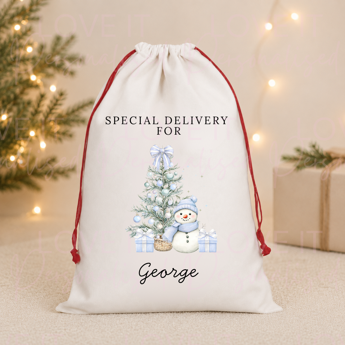 Personalised Christmas Snowman Stocking/Sack