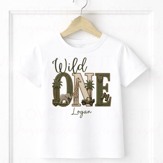 Personalised Wild One Safari Birthday Outfit - Bodysuit/Sleepsuit/T-Shirt