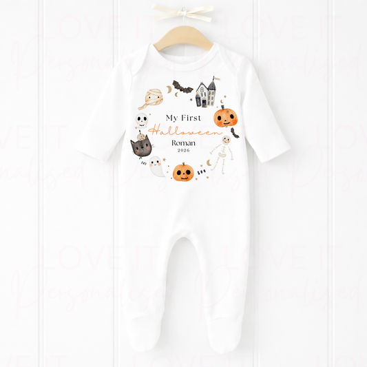 Personalised First Halloween Wreath Bib/Bodysuit/Sleepsuit