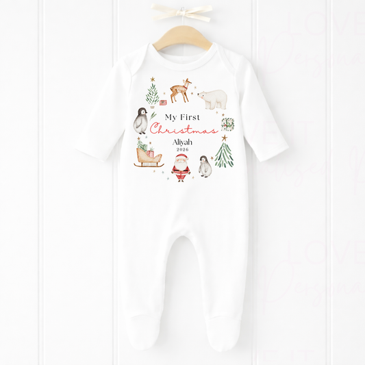Personalised First Christmas Bib/Bodysuit/Sleepsuit