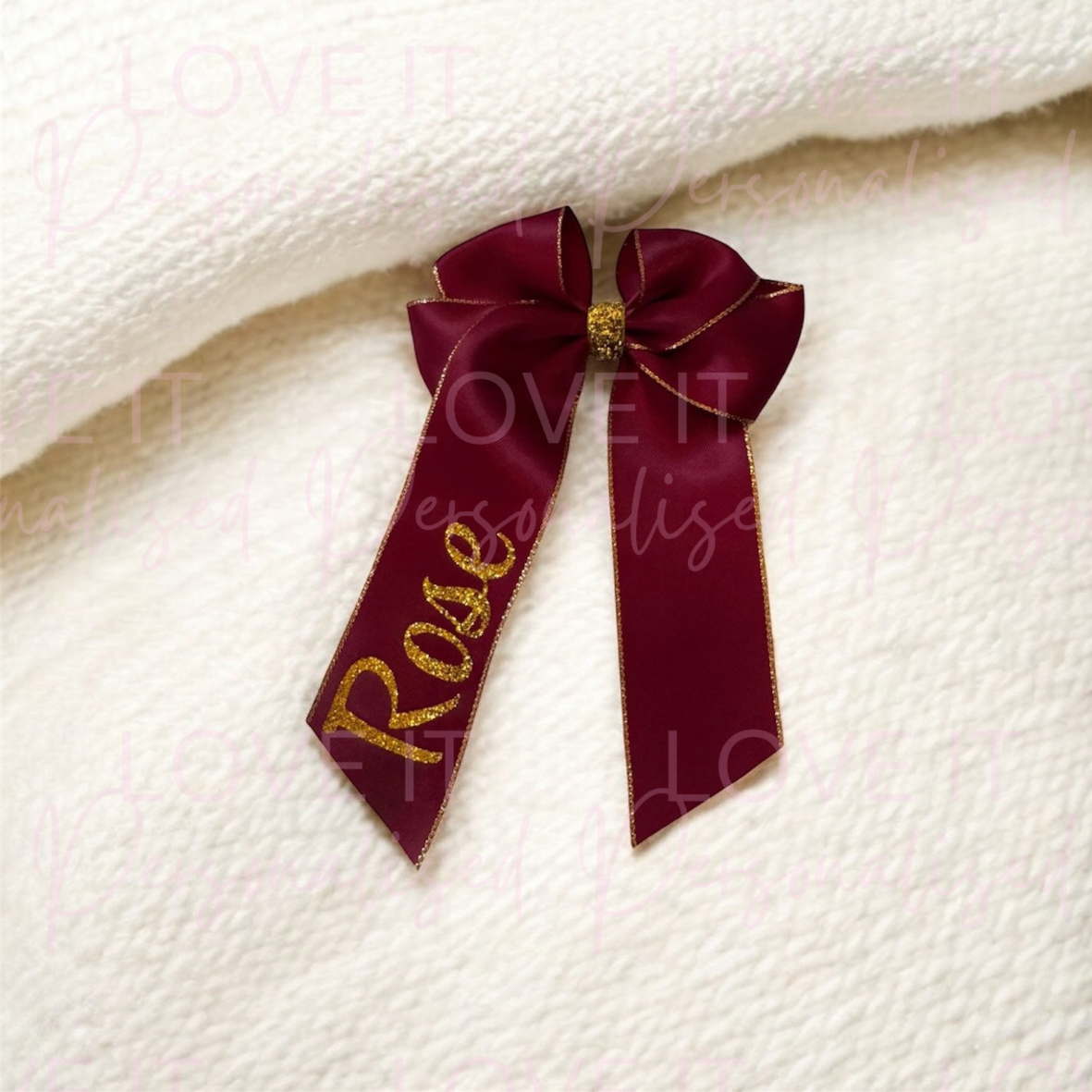 Personalised Glitter Hair Bow - 6 Inch