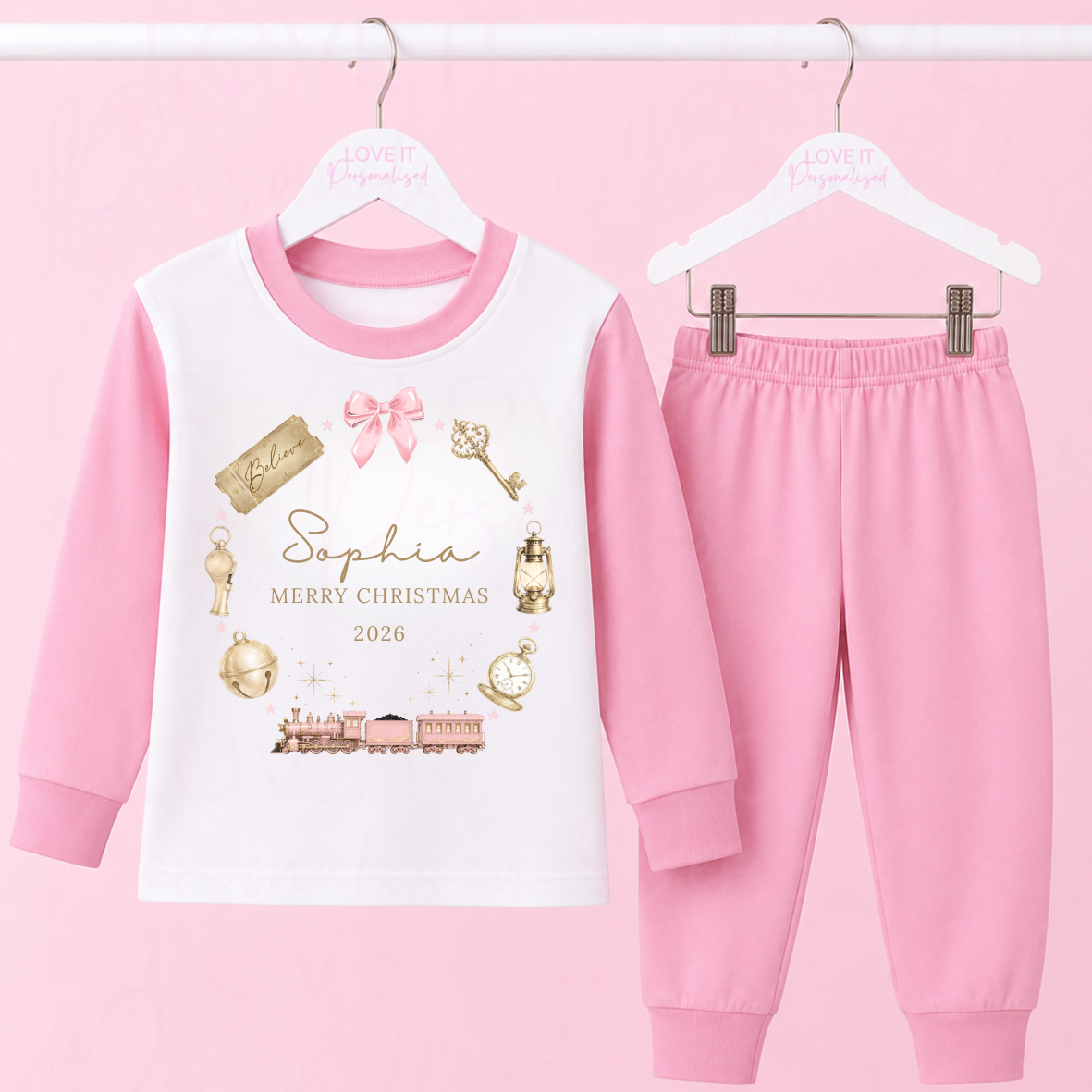 Personalised Christmas Express Train Wreath Pyjamas