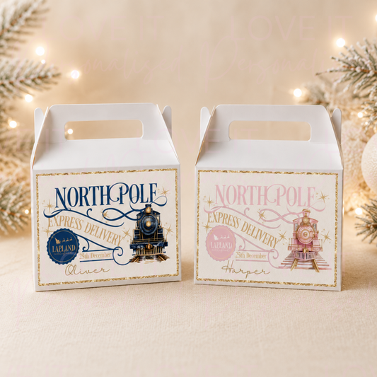 Personalised Christmas Train Small Treat Box
