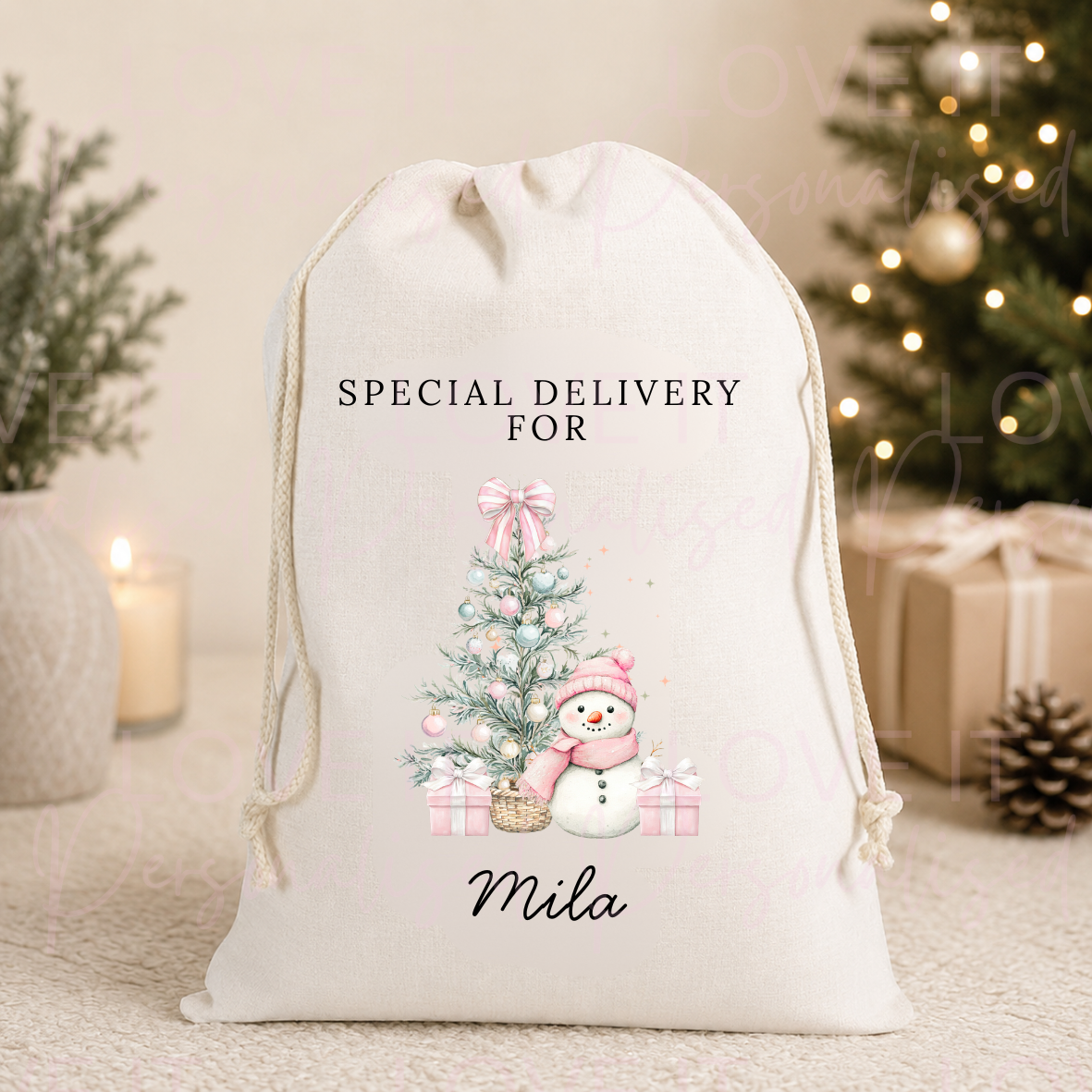Personalised Christmas Snowman Stocking/Sack