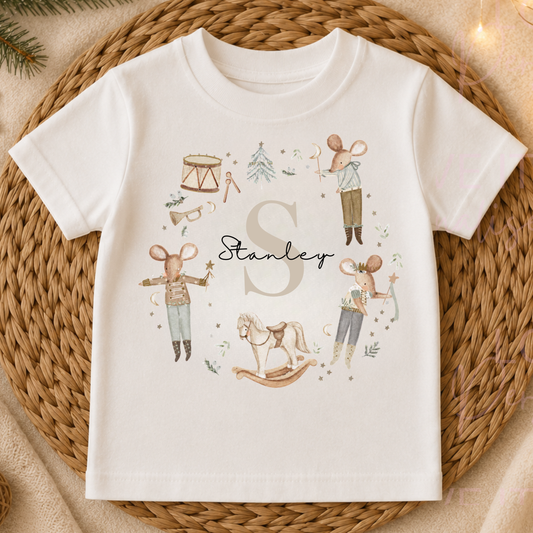 Personalised Children's Boy Mouse Wreath T-Shirt