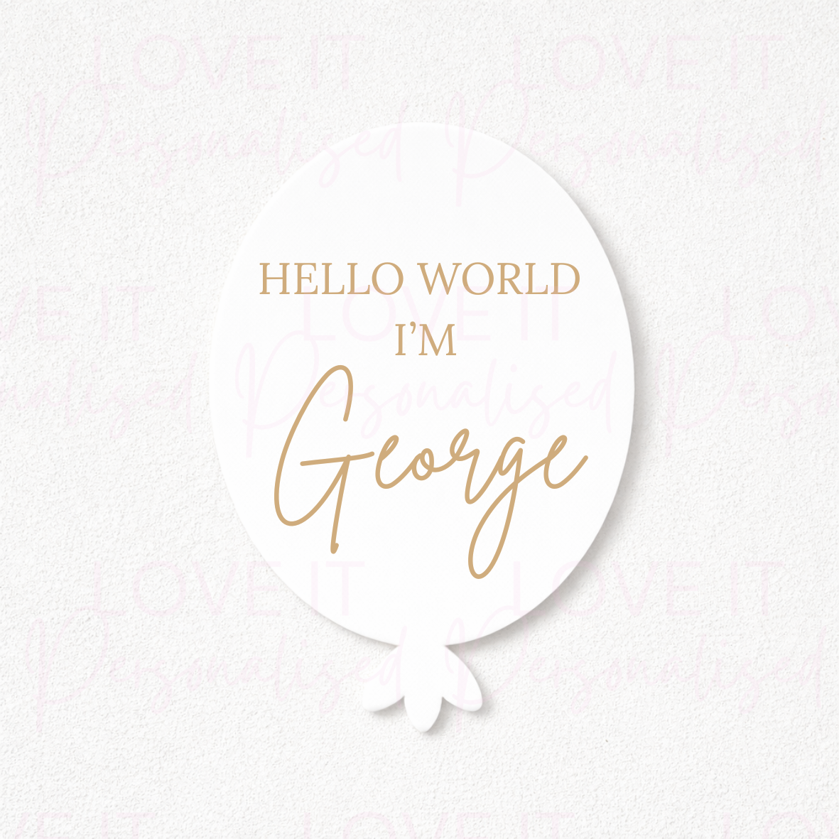 Personalised Hello World Acrylic Balloon Baby Announcement Sign