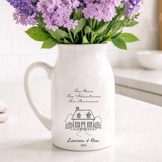 Personalised New Home Ceramic Vase/Milk Jug