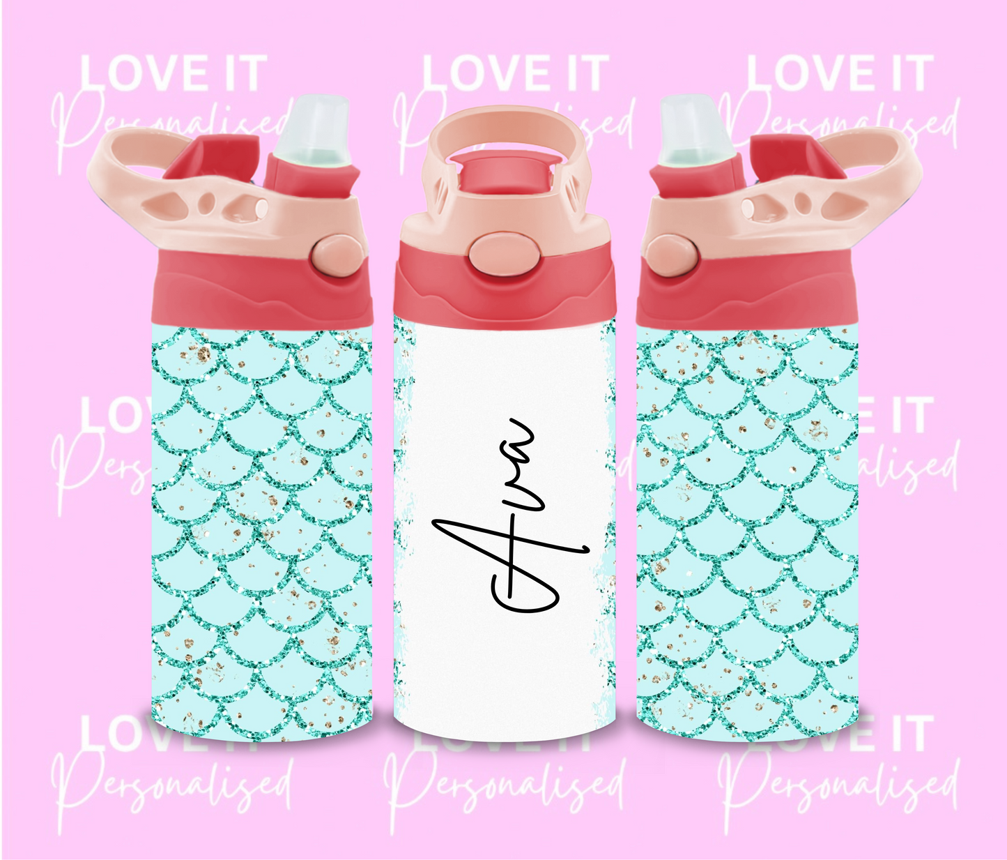 Personalised Blue Mermaid Children’s Water Bottle