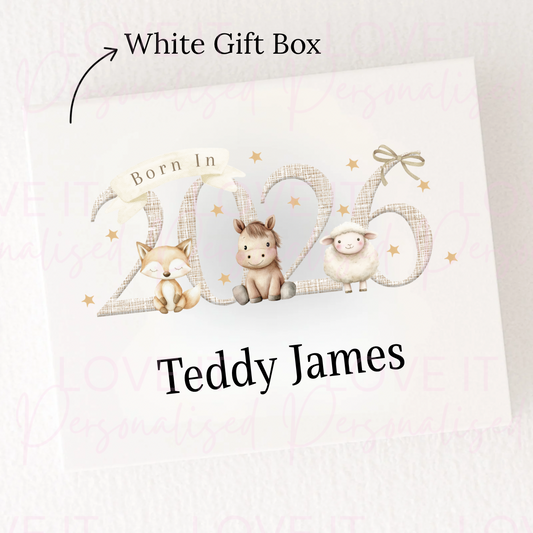 Personalised Born In… Woodland Animal Magnetic Gift/Memory Box