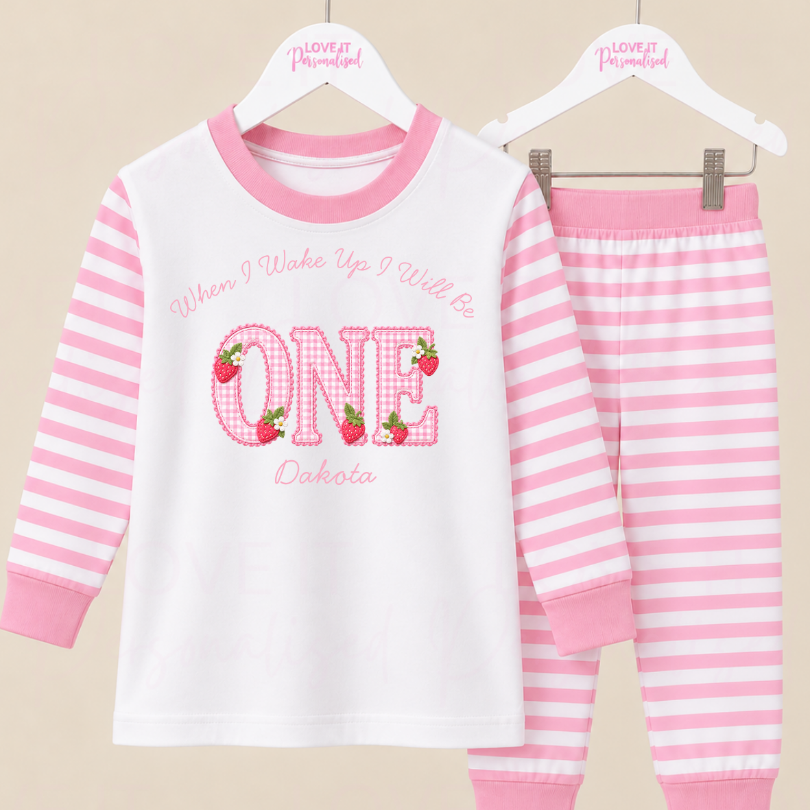 Personalised Strawberry Birthday Pyjamas - Any Age
