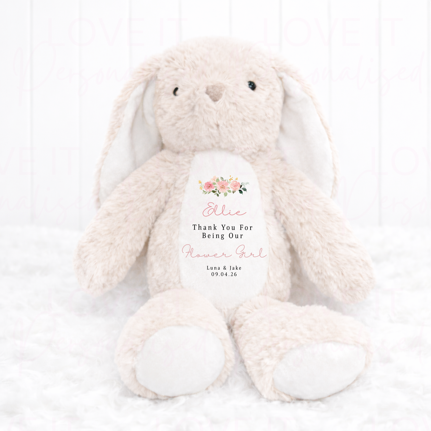 Personalised Thank You Flower Girl Bunny Teddy