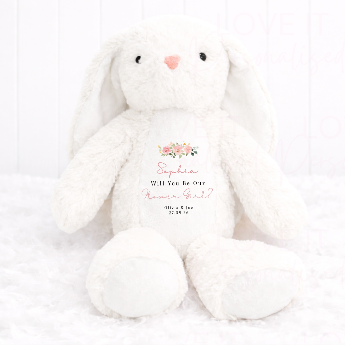 Personalised Will You Be My Flower Girl Bunny Teddy
