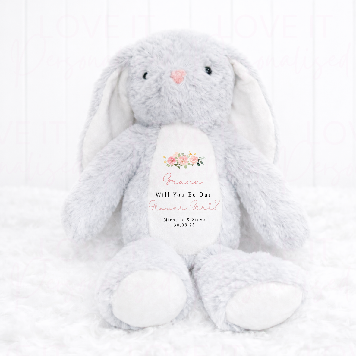 Personalised Will You Be My Flower Girl Bunny Teddy