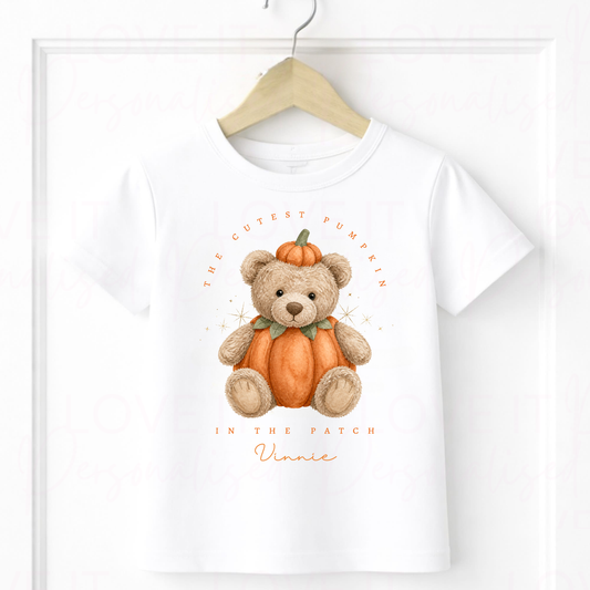 Personalised Bear Cutest Pumpkin  Halloween T-Shirt