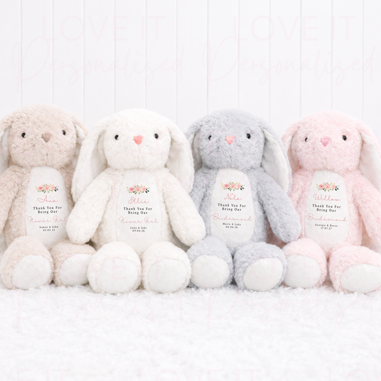 Personalised Thank You Flower Girl Bunny Teddy