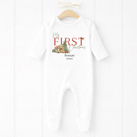 Personalised First Christmas Bib/Bodysuit/Sleepsuit