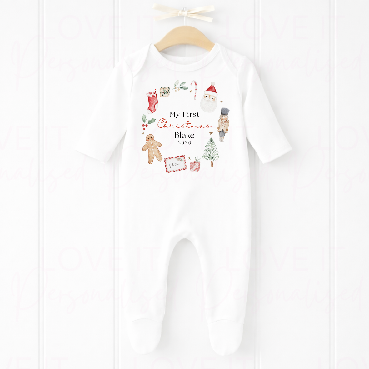 Personalised First Christmas Bib/Bodysuit/Sleepsuit