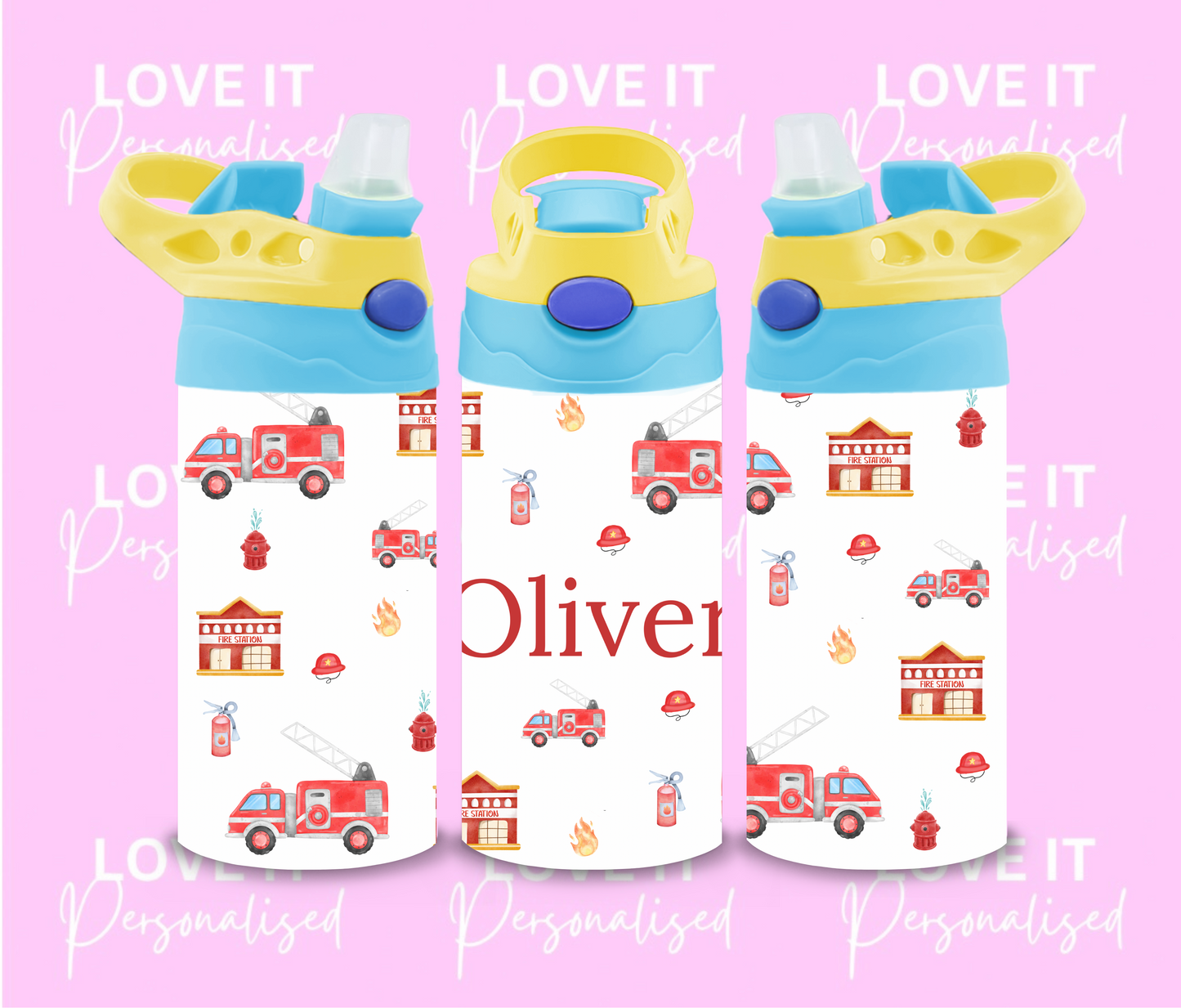 Personalised Fire Truck 12oz Water Bottle