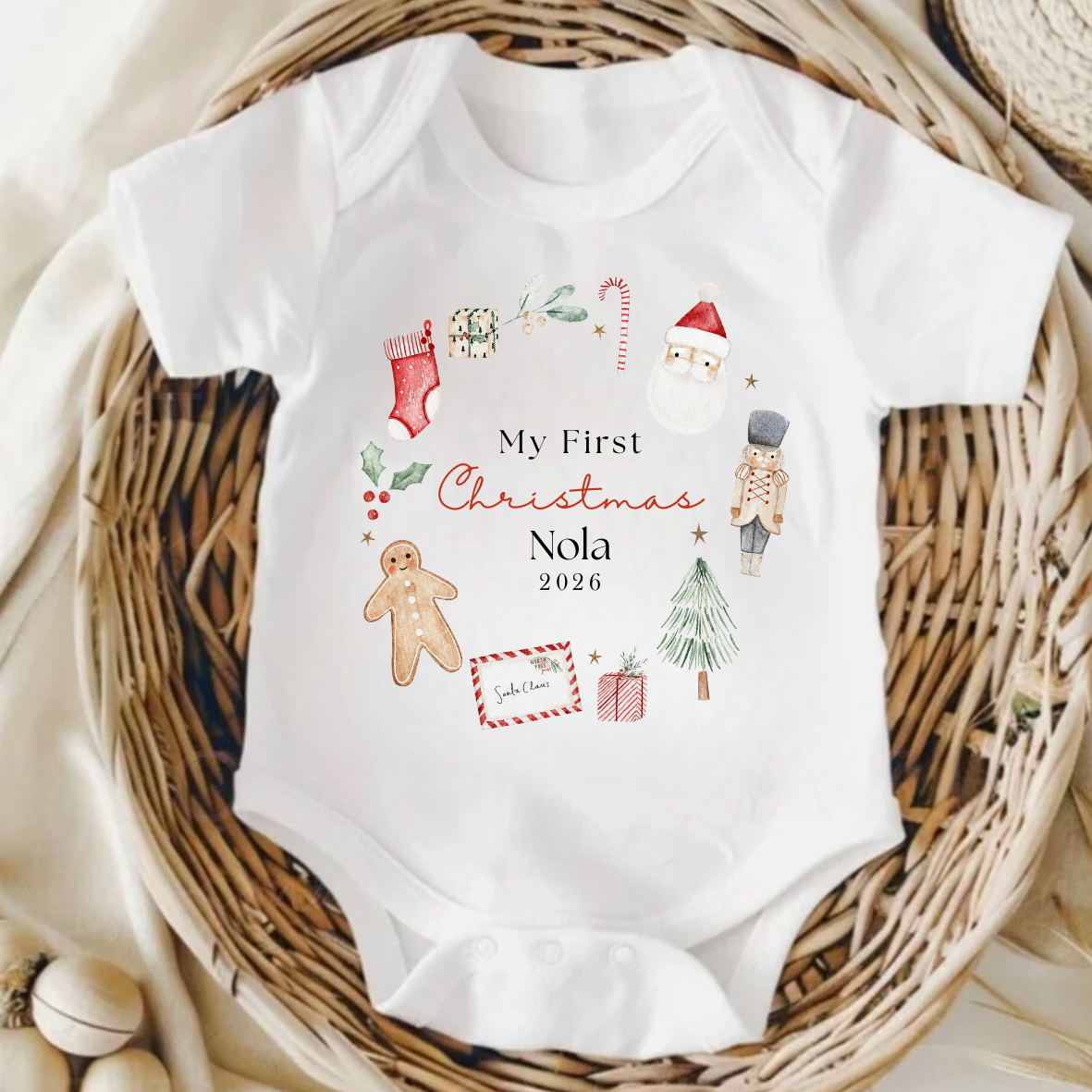 Personalised First Christmas Bib/Bodysuit/Sleepsuit