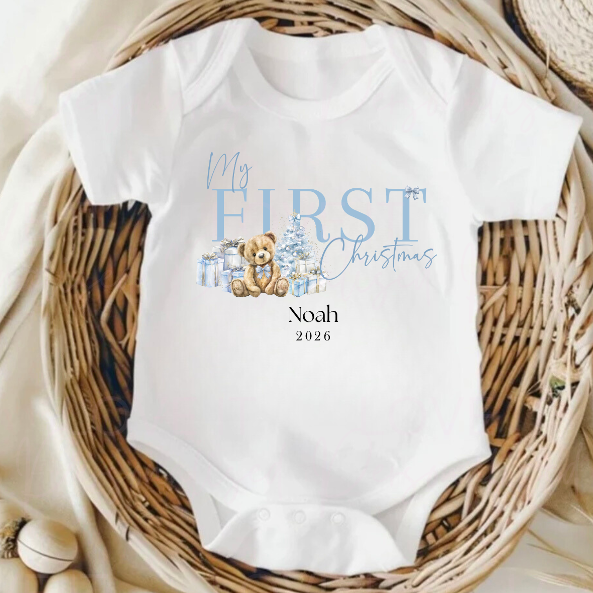 Personalised First Christmas Bib/Bodysuit/Sleepsuit
