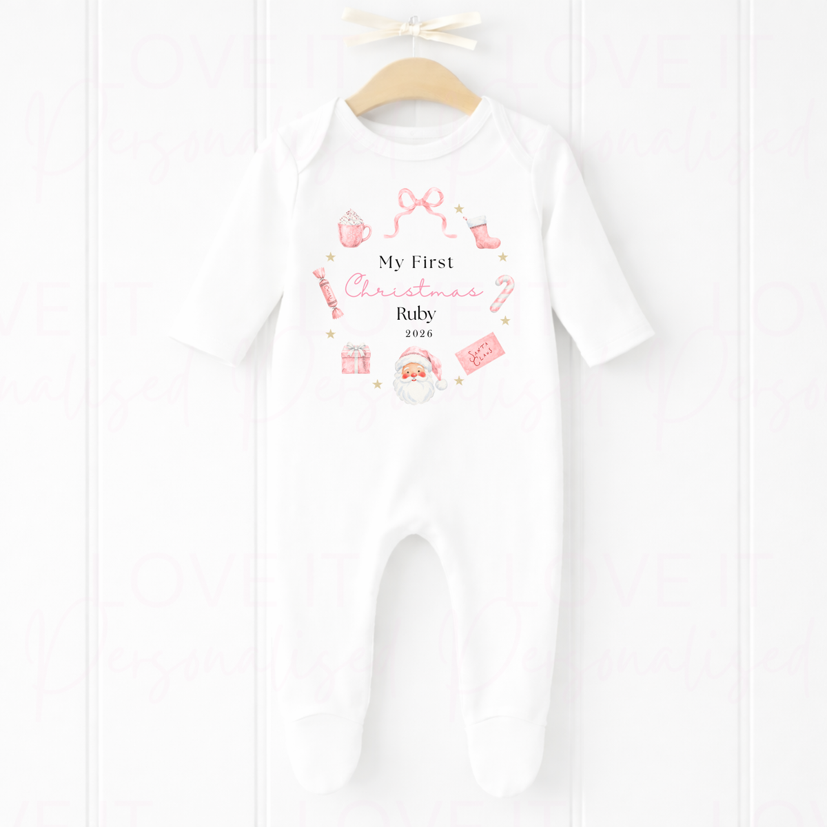 Personalised First Christmas Bib/Bodysuit/Sleepsuit