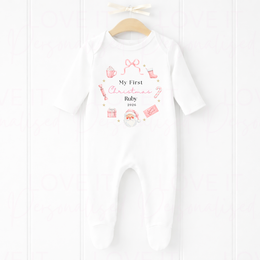 Personalised First Christmas Bib/Bodysuit/Sleepsuit