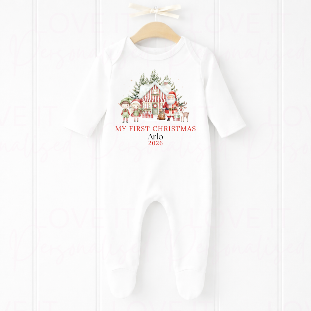 Personalised First Christmas Bib/Bodysuit/Sleepsuit