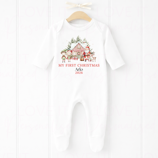 Personalised First Christmas Bib/Bodysuit/Sleepsuit