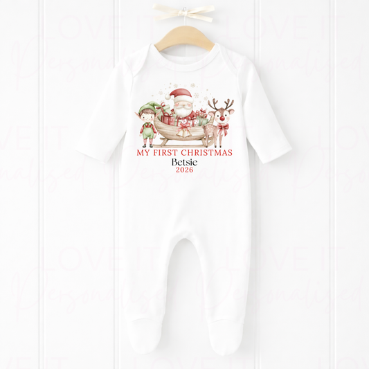 Personalised First Christmas Bib/Bodysuit/Sleepsuit