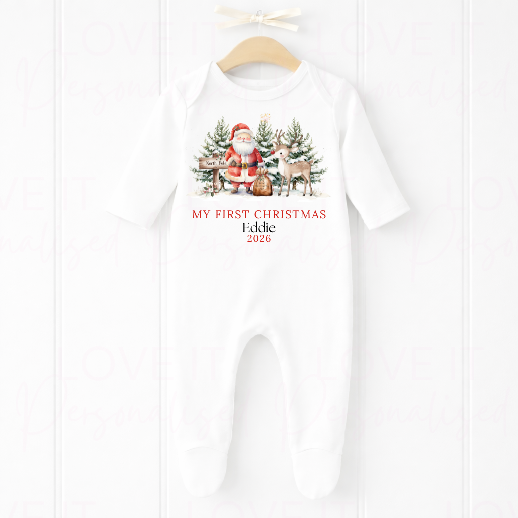 Personalised First Christmas Bib/Bodysuit/Sleepsuit