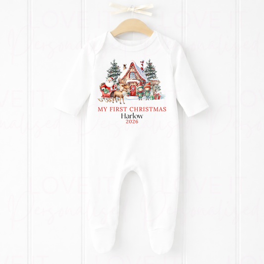 Personalised First Christmas Bib/Bodysuit/Sleepsuit