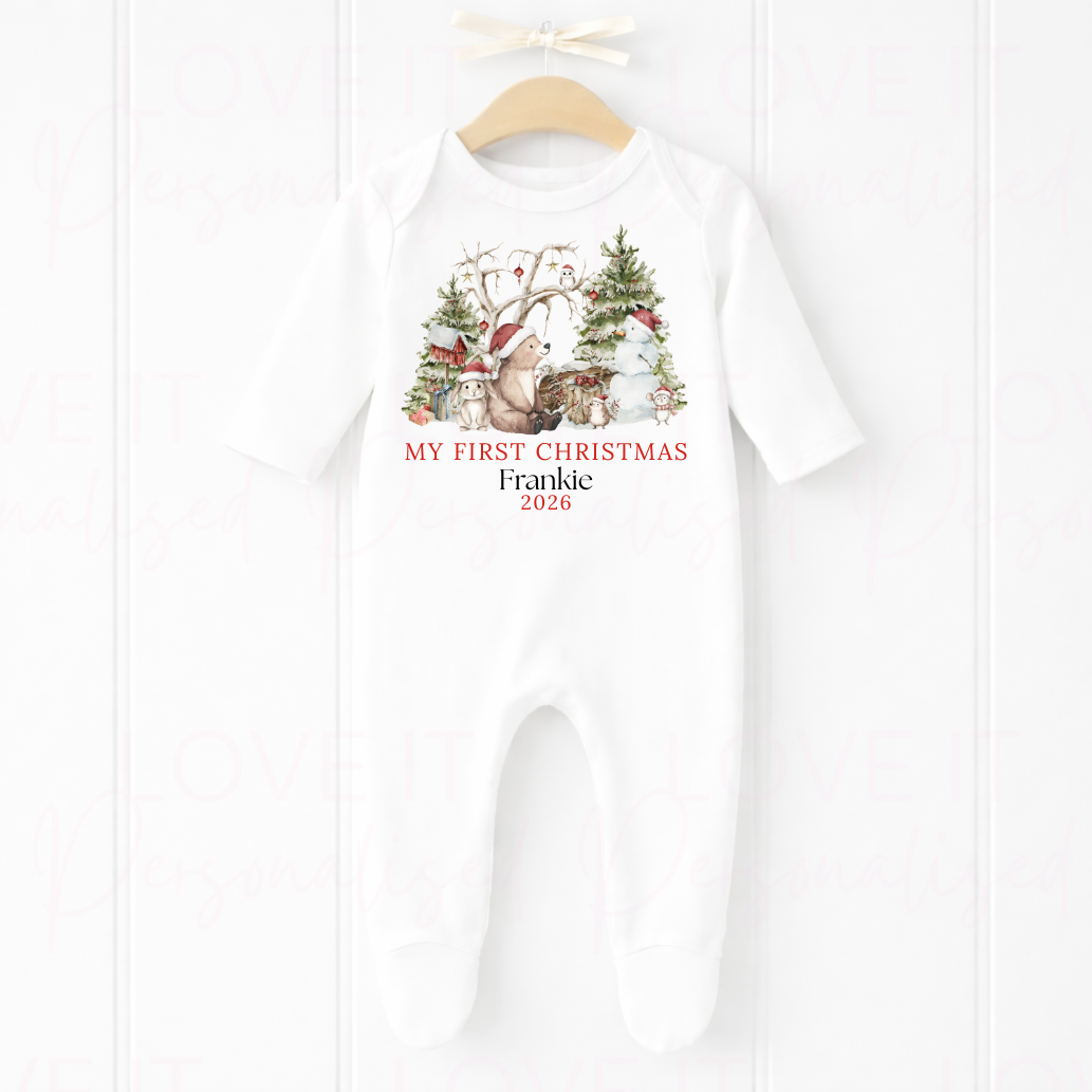 Personalised First Christmas Bib/Bodysuit/Sleepsuit
