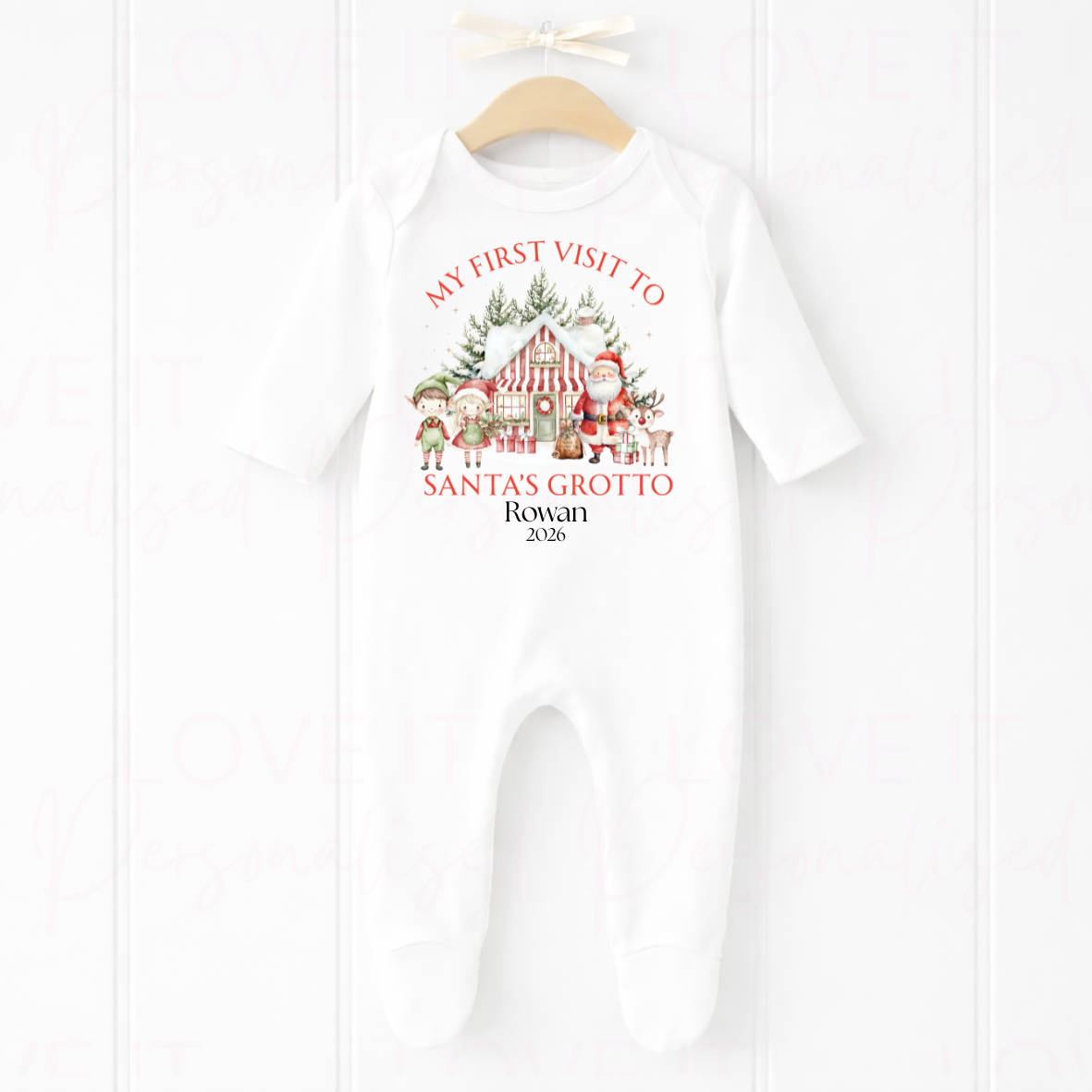 Personalised First Santa Visit Christmas Bib/Bodysuit/Sleepsuit