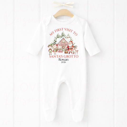 Personalised First Santa Visit Christmas Bib/Bodysuit/Sleepsuit