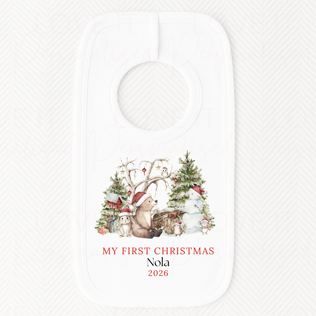 Personalised First Christmas Bib/Bodysuit/Sleepsuit