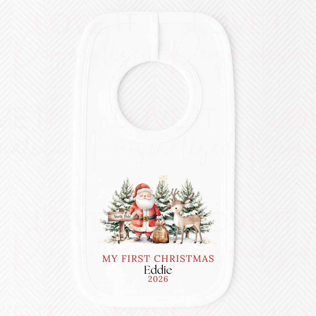 Personalised First Christmas Bib/Bodysuit/Sleepsuit