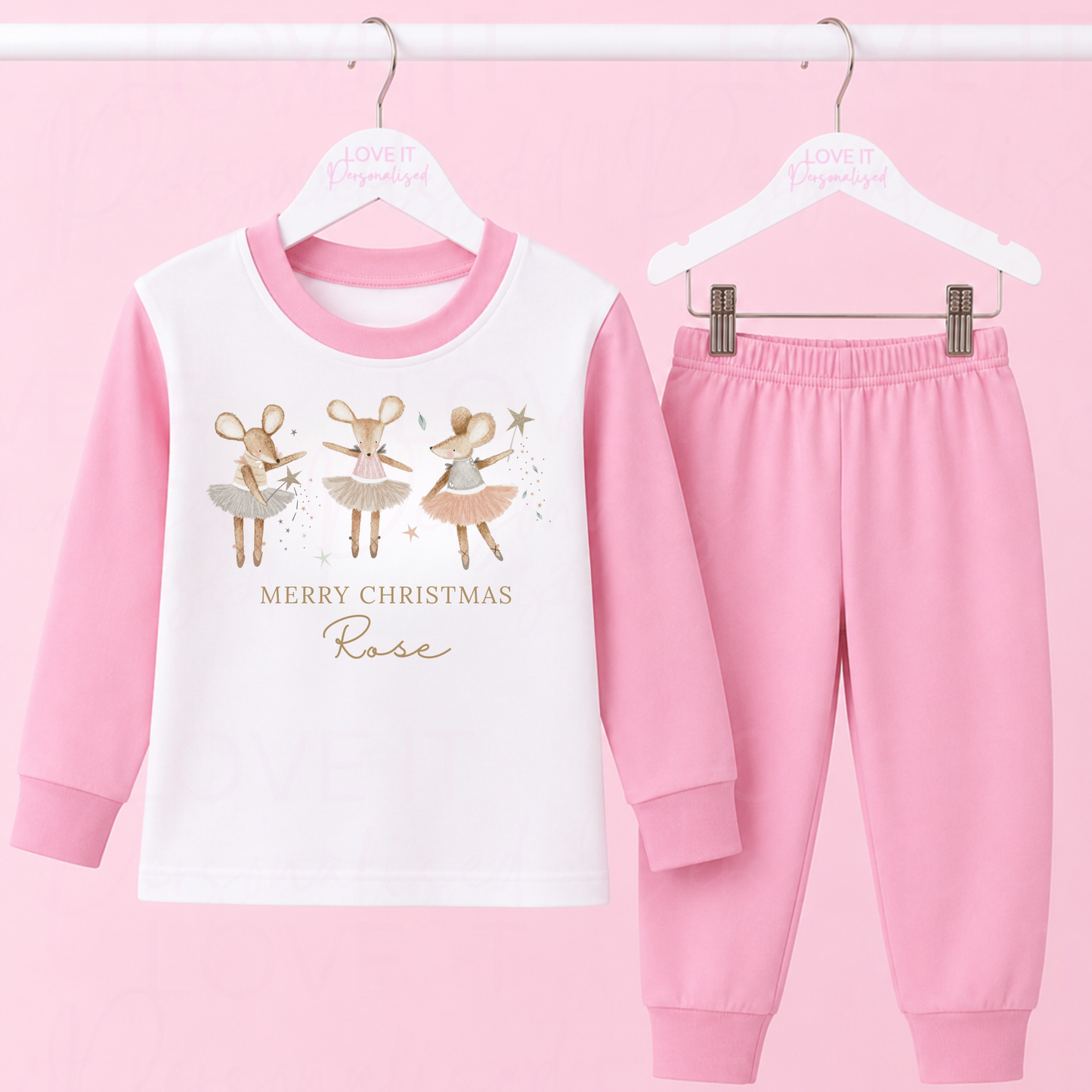 Personalised Christmas Girl Mouse Pyjamas