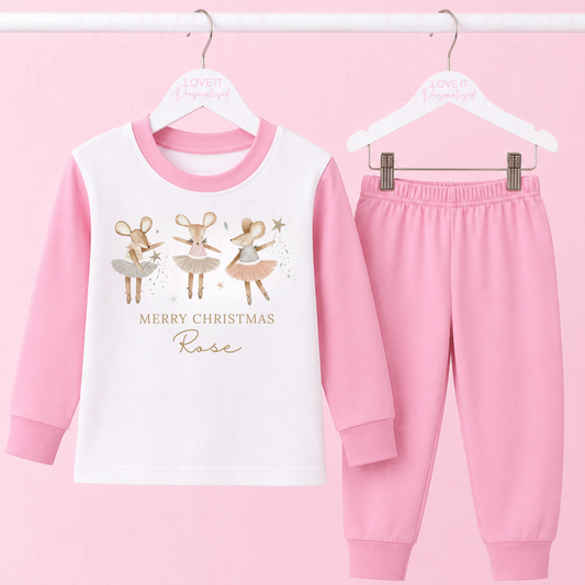 Personalised Christmas Girl Mouse Pyjamas