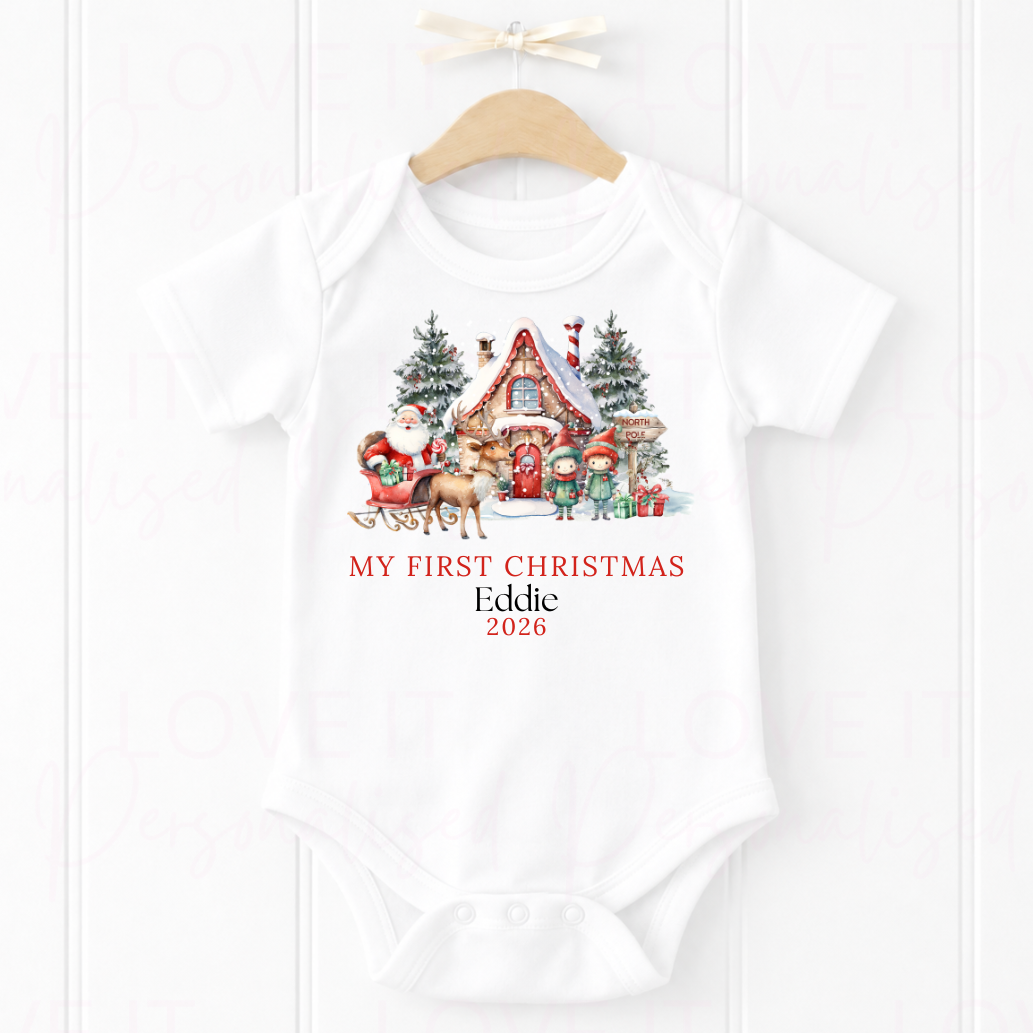 Personalised First Christmas Bib/Bodysuit/Sleepsuit