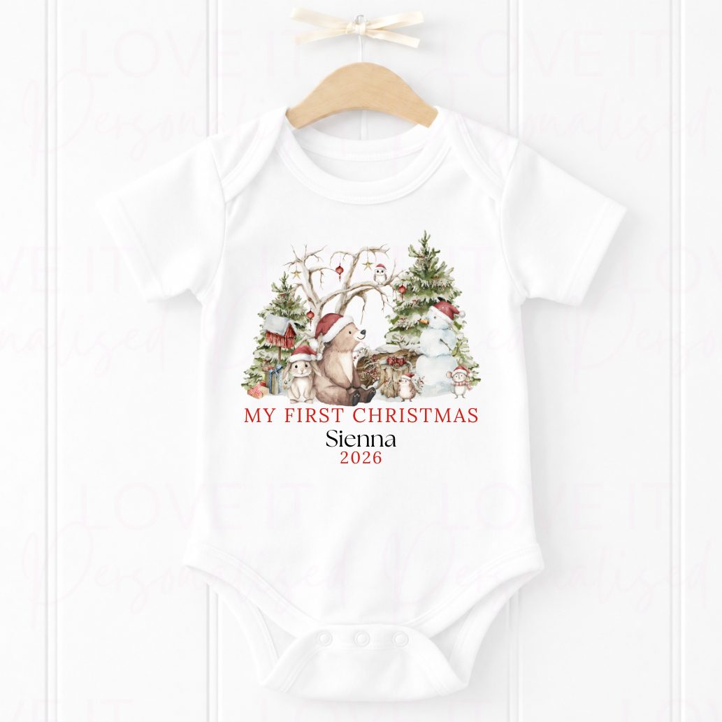 Personalised First Christmas Bib/Bodysuit/Sleepsuit