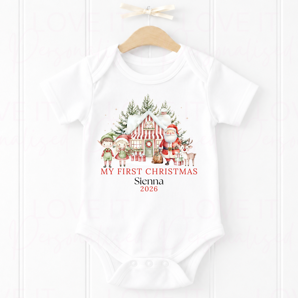 Personalised First Christmas Bib/Bodysuit/Sleepsuit