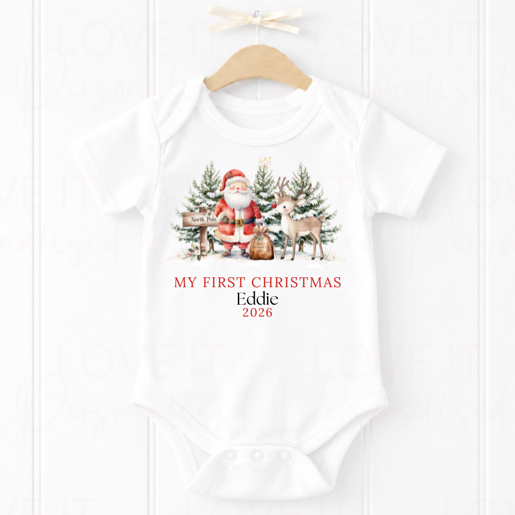 Personalised First Christmas Bib/Bodysuit/Sleepsuit