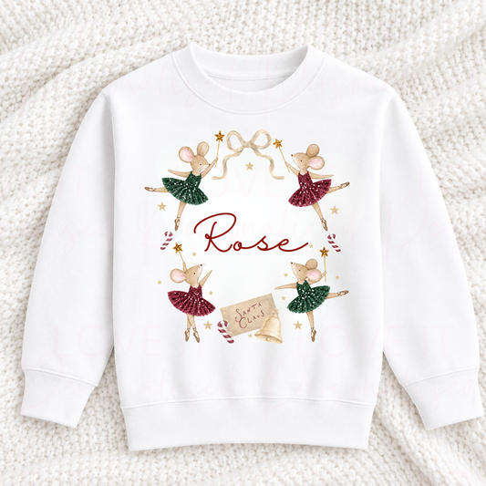 Personalised Children's Ballerina Mouse Christmas T-Shirt/Sweatshirt