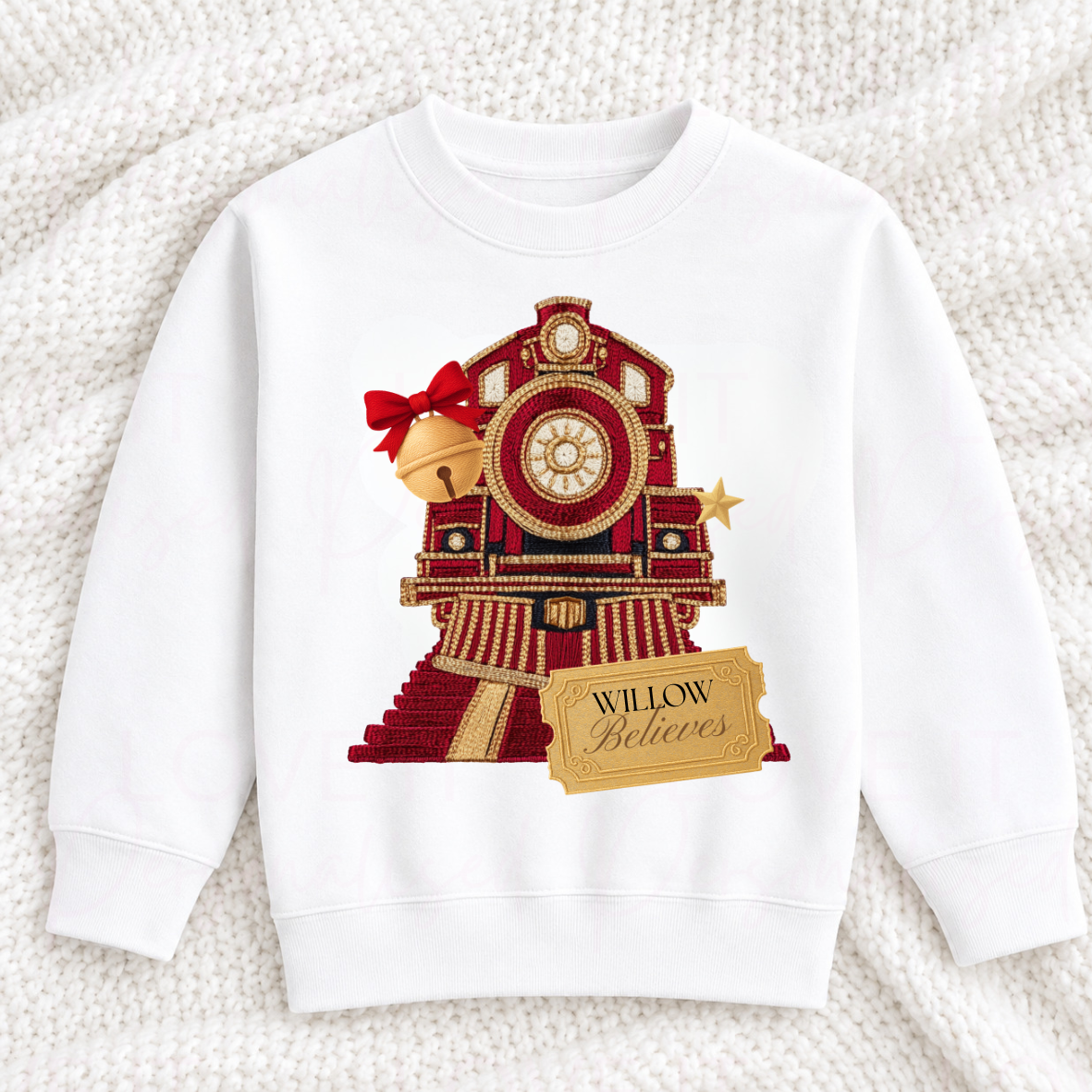 Personalised Children's Believe Train Sweatshirt - Pink/Navy/Red