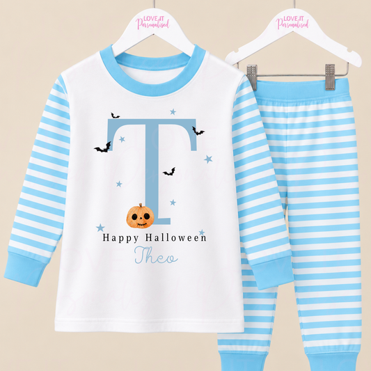 Personalised Children's Blue Halloween Pyjamas