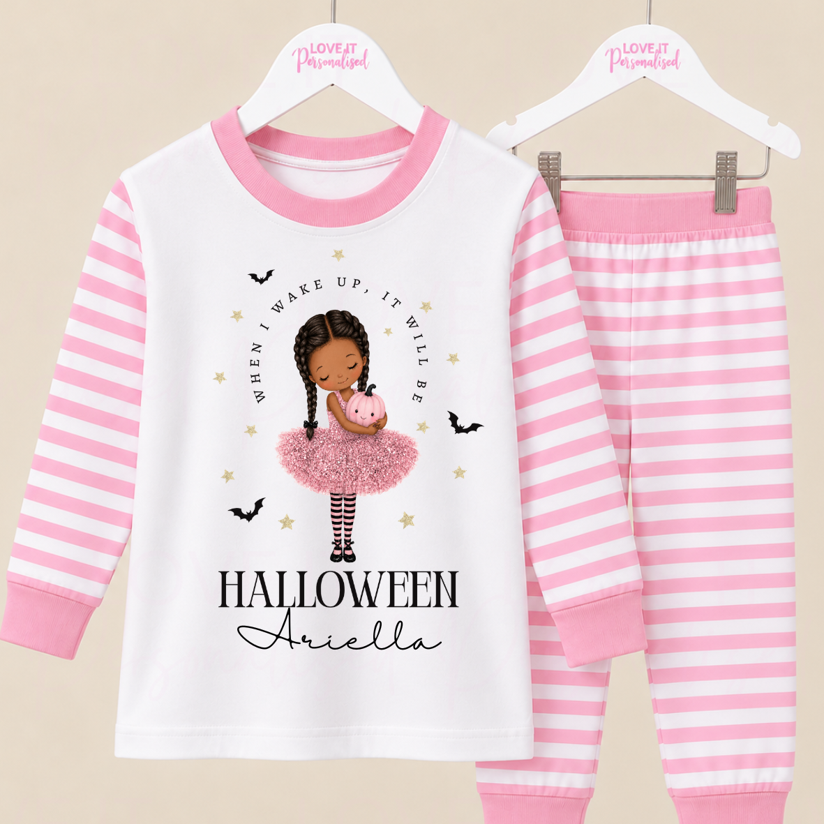 Personalised Children's Pink Halloween Pyjamas