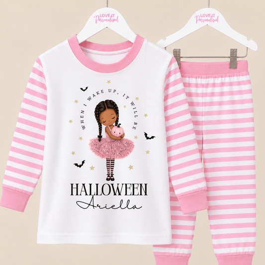 Personalised Children's Pink Halloween Pyjamas