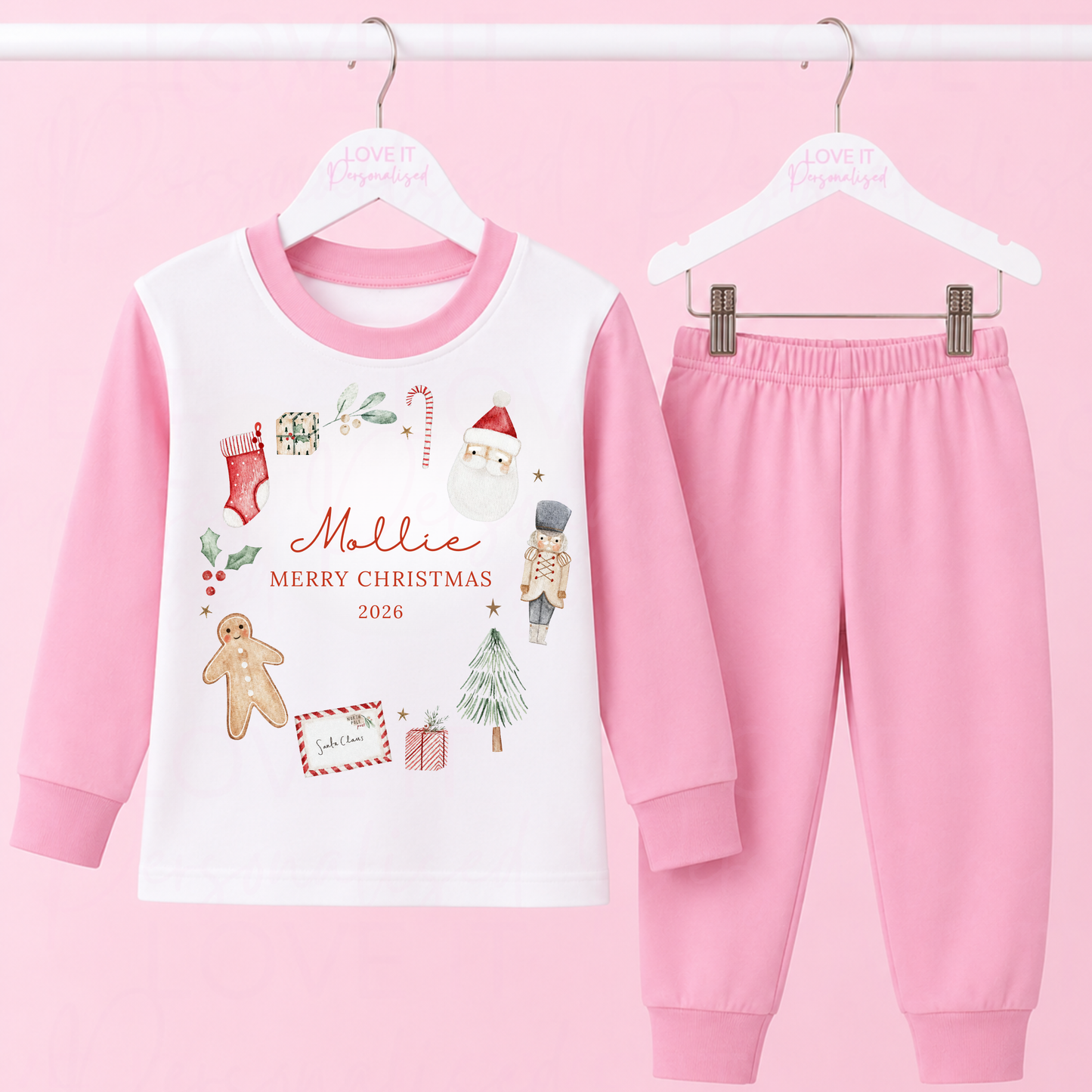Personalised Christmas Wreath Family Matching Pyjamas