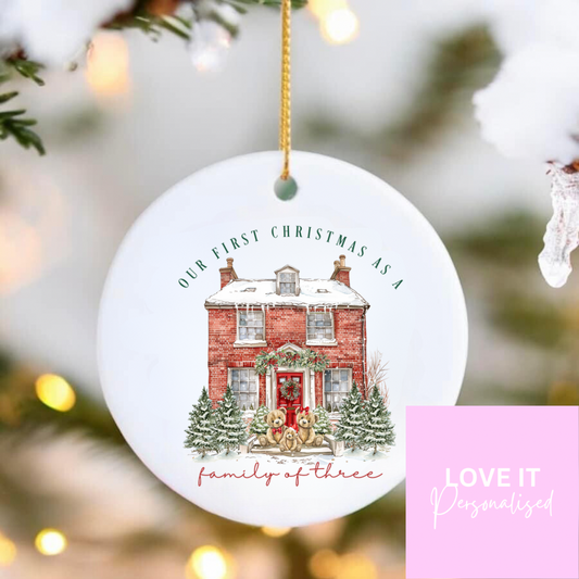 Ceramic Christmas Ornament - 1st Christmas Family Design (3,4 and 5)